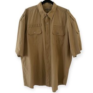 Y2K Urban Label Khaki Tan Button Up Short Sleeve Men’s 4XL retro casual neutral
